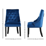 Velvet Dining Chair Windsor with Silver Studs 94cm