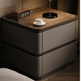 bedside cabinet in nappa leather with solid wood frame at 40cm wide in black