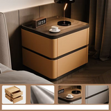 Bedside Cabinet Leather Solid Wood 40cm Premium