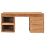 solid wood coffee table with natural finish 90cm in white background