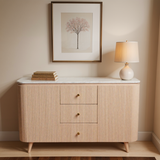 extra large marble wood sideboard with natural finish