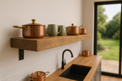 Rustic Wooden Shelf - Metal Brackets - 4-4.5 cm