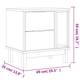 Solid Pine Bedside Table - Flam 2-Drawer & Open Storage - 49cm