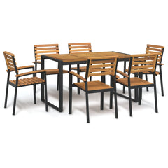 Solid Acacia Wood Garden Dining Set - Knura 6-Seater - 140cm