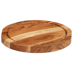 Solid Acacia Wood Chopping Board - Nisto Round Juice Groove - Ø25cm