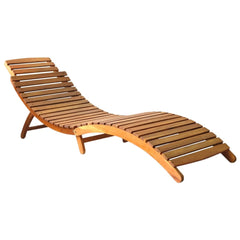 Solid Acacia Wood Sun Lounger - Velka Foldable Design - 184cm
