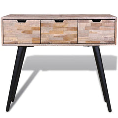 Reclaimed Teak Wood Console Table - Veloui 3-Drawer Handmade Storage - 87cm