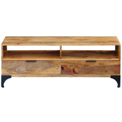 Handmade Mango Wood TV Stand - Ulren 2-Drawer & 2-Compartment Storage - 120cm