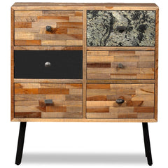 Reclaimed Teak Wood Side Cabinet - Embri 6-Drawer Storage - 30cm