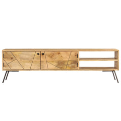 Solid Mango Wood TV Stand - Brylor Rustic Media Storage - 140cm