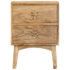 Handmade Mango Wood Bedside Table - Theren Storage Cabinet - 35cm