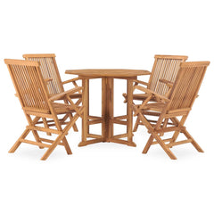 Solid Teak Garden Dining Set - Rolva 4-Seater Foldable Design - 90cm