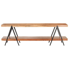 Solid Acacia Wood TV Stand - Jastel Industrial Iron Frame - 160cm