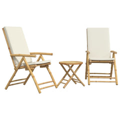 Bamboo Wood Bistro Set - Dalma 5-Position Foldable Chairs - 45cm