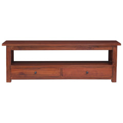 Solid Mahogany Wood TV Stand - Foska 2-Drawer & Open Storage - 115cm