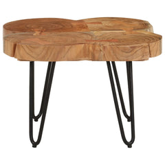 Solid Acacia Wood Coffee Table - Zevi Iron Frame - 52cm