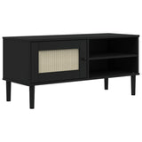 TV Cabinet - Rattan Door - Pine Wood - 106cm | 3 Colours - Black, White & Natural