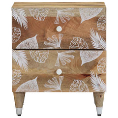 Solid Mango Wood Bedside Table - Malren Storage Cabinet - 40cm