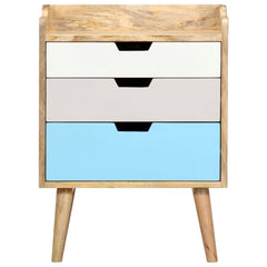 Handmade Mango Wood Bedside Table - Solren 3-Drawer Storage - 47cm