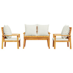 Solid Acacia Wood Garden Lounge Set - Finnek 4-Seater with Cushions