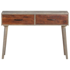 Rough Mango Wood Console Table - Luan 2-Drawer Storage - 110cm