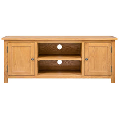 Solid Oak Wood TV Stand - Dros 2-Door & Open Storage - 110cm