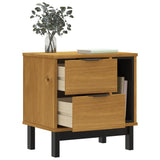 Solid Pine Bedside Table - Flam 2-Drawer & Open Storage - 49cm