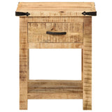 Solid Mango Wood Bedside Table - Serrin Drawer & Wooden Legs - 40cm