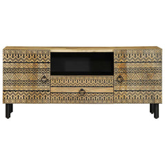 Solid Mango Wood TV Stand - Nyssa Industrial Media Storage - 105cm
