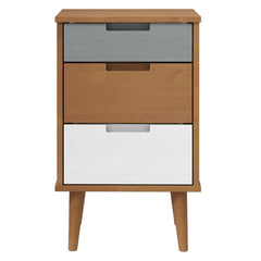 Solid Pine Bedside Table - Liora 3-Drawer Storage - 40cm