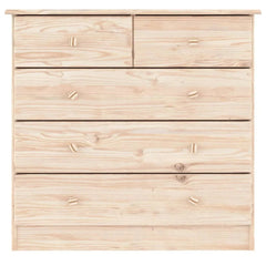 Solid Pine Chest of Drawers - Alta 5-Drawer Untreated Wood - 77cm