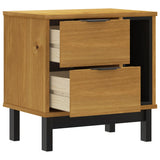 Solid Pine Bedside Table - Flam 2-Drawer & Open Storage - 49cm