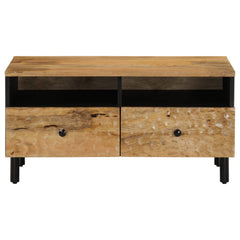Solid Mango Wood Coffee Table - Lumi Storage Cabinet & Iron Legs - 80cm