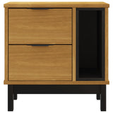 Solid Pine Bedside Table - Flam 2-Drawer & Open Storage - 49cm