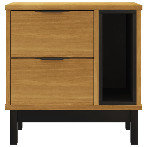 Solid Pine Bedside Table - Flam 2-Drawer & Open Storage - 49cm