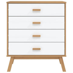 Solid Pine Chest of Drawers - Olden 4-Drawer Storage - 76.5cm