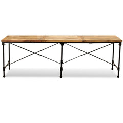 Solid Mango Wood Dining Table - Salen Industrial Steel Legs - 240cm