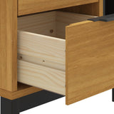 Solid Pine Bedside Table - Flam 2-Drawer & Open Storage - 49cm