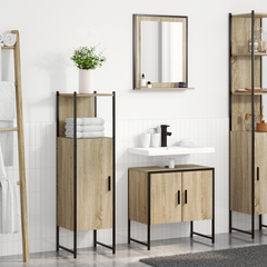 Sonoma Oak Bathroom Furniture Set - 3-Piece Vanity, Cabinet & Mirror