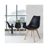 Round Dining Table Set Scandinavian Oak 80cm with 4 Faux Leather Chairs
