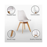 Round Dining Table Set Scandinavian Oak 80cm with 4 Faux Leather Chairs