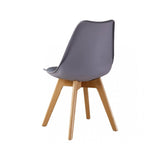 Round Dining Table Set Scandinavian Oak 80cm with 4 Faux Leather Chairs