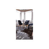 Round Dining Table Set Scandinavian Oak 80cm with 4 Faux Leather Chairs