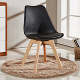Round Dining Table Set Scandinavian Oak 80cm with 4 Faux Leather Chairs