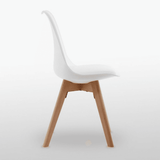 Round Dining Table Set Scandinavian Oak 80cm with 4 Faux Leather Chairs