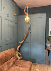Amelie Handcrafted Branch Floor Lamp - Reclaimed Timber Base