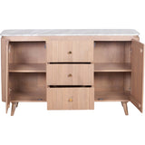 natural marble sideboard with wooden cabinet base