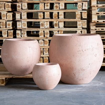 Orbello Blushstone - 55cm Extra Large Concrete Sphere Planter - 82L Round Plant Pot