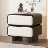 pine wood bedside table featuring 2 drawers in 37cm width in black with white drawers