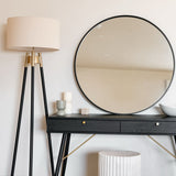 Large Round Black Metal Circle Wall Mirror – 90cm x 90cm